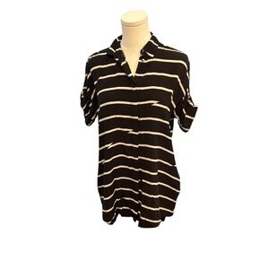 Madewell Black and White Striped Button Down Mini Dress S